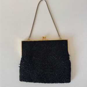 Elegant Black Beaded Handbag